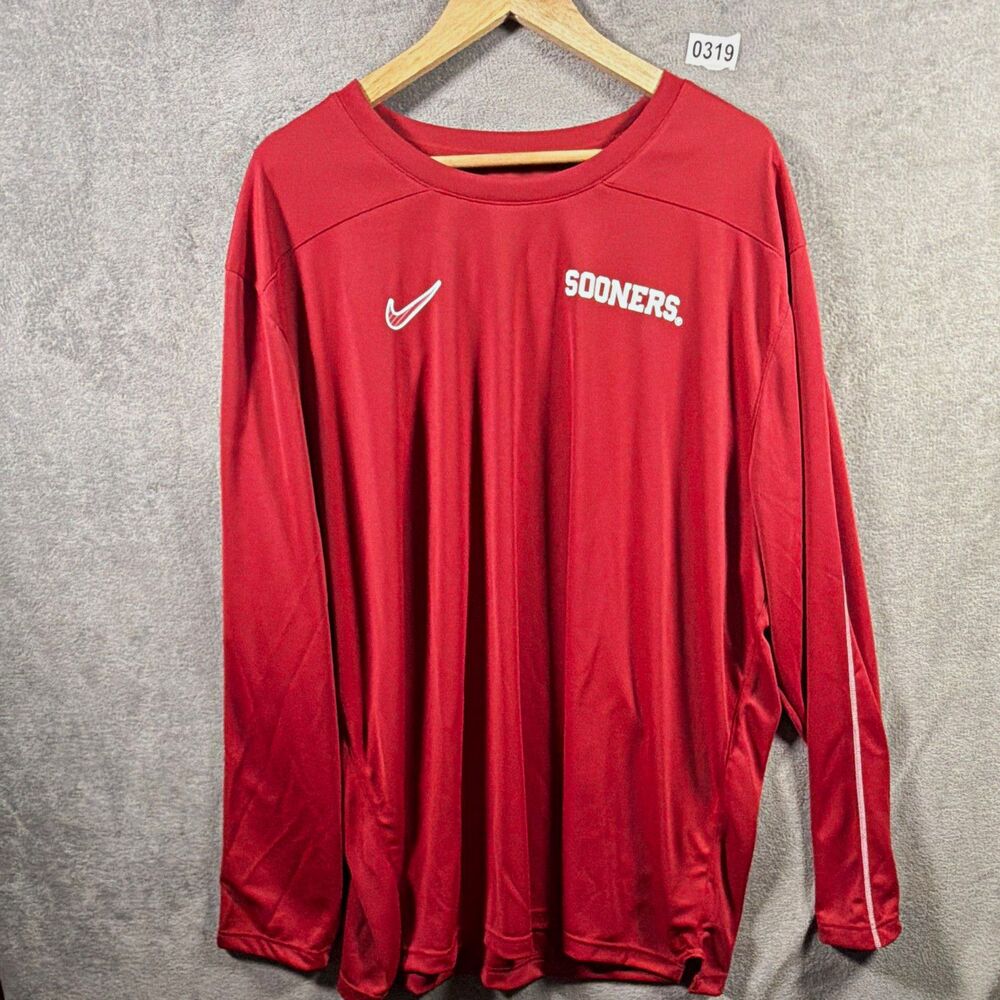 Nike Oklahoma Sooners NCAA Dri-FIT Long Sleeve Shirt Red Size 3XL